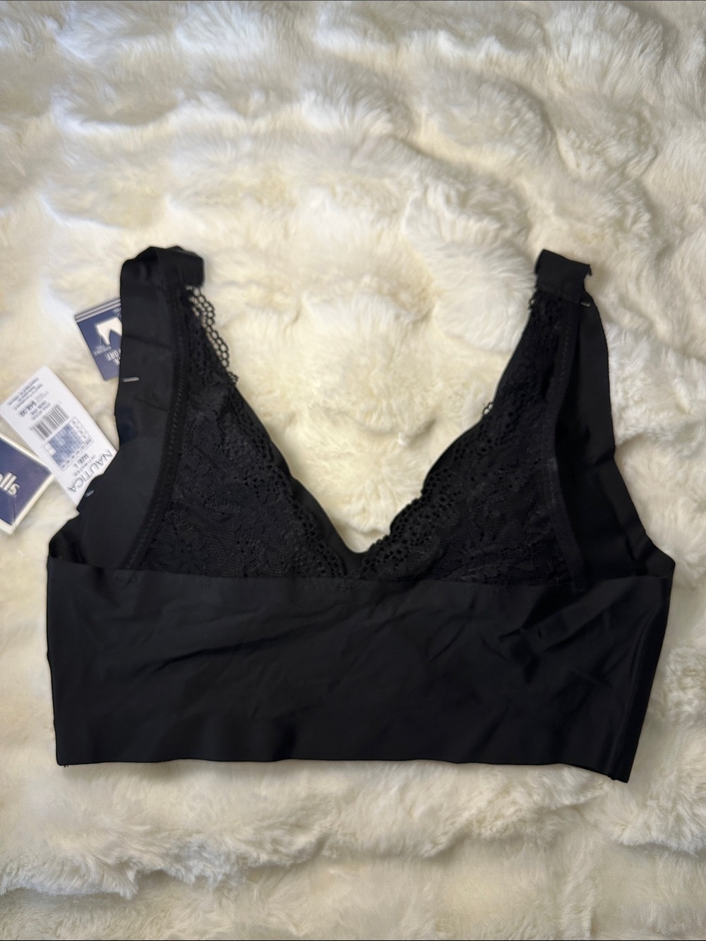 Nautica Black Lace-Trim Wireless Bralette - Picture 2 of 2